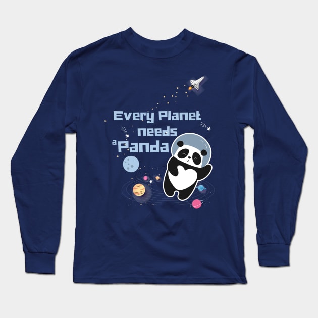 Every planet needs a panda astronaut panda Long Sleeve T-Shirt by Ribsa